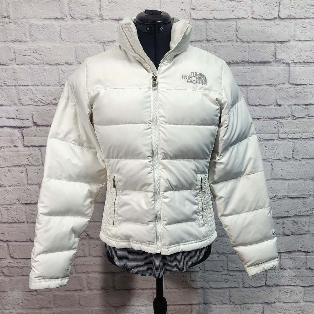 The North Face Cream Quilted Puffer Jacket